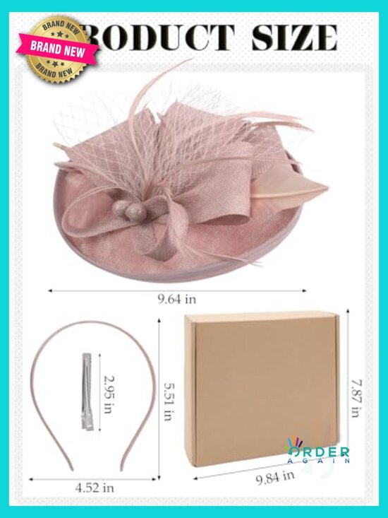 Vintage Tea Party Fascinator Headband with Turkey Feathers Adjustable main image 5